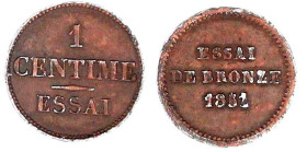 Frankreich
Zweite Republik, 1848-1852
Essai de Bronze zu 1 Centime 1851. 1,52 g. V.G. - (vgl. 3296, 2 Centimes). sehr schön/vorzüglich, sehr selten...