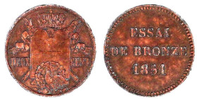 Frankreich
Zweite Republik, 1848-1852
Essai de Bronze zu 2 Centime 1851. 2,33 g. V.G. - (vgl. 3296). sehr schön/vorzüglich, sehr selten