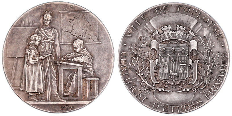 Frankreich
Dritte Republik, 1870-1940
Versilberte Bronzemedaille o.J. von Rive...