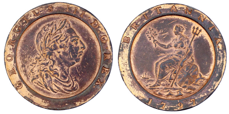 Grossbritannien
George III., 1760-1820
Cartwheel Twopence 1797. sehr schön/vor...