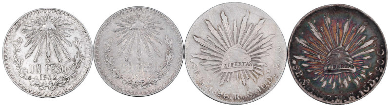 Mexiko
Zusammenstellungen/Lots
4 Silbermünzen: 8 Reales 1887 M°, 1896 G°, Peso...