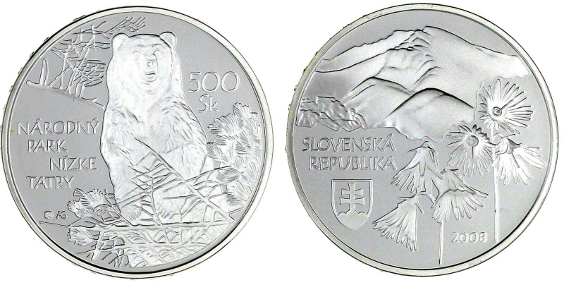 Slowakei
Republik, seit 1993
500 Kronen Silber 2008, Nationalpark Nizke Tatry....