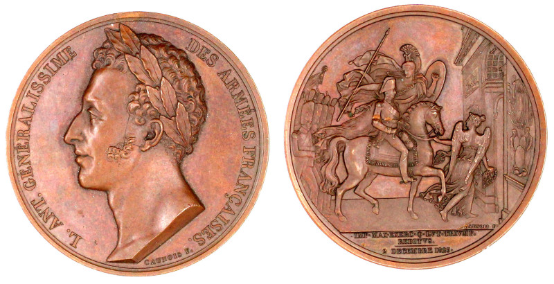 Spanien
Ferdinand VII., 1808 und 1814-1833
Franz. Bronzemedaille 1823 von Caun...