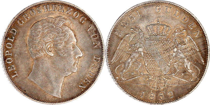 Baden-Durlach
Leopold, 1830-1852
Doppelgulden 1852. fast vorzüglich. Jaeger 63...