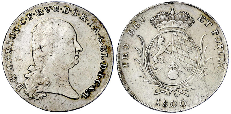 Bayern
Maximilian IV. (I.) Joseph, 1799-1806-1825
Konventionstaler 1800. 27,78...