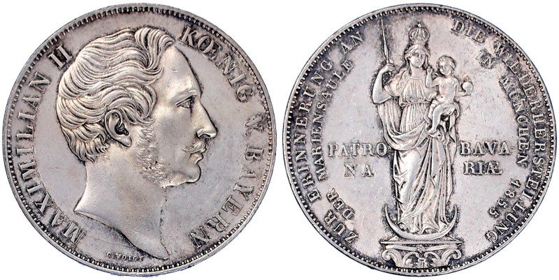 Bayern
Maximilian II. Joseph, 1848-1864
Doppelgulden 1855. Mariensäule. vorzüg...