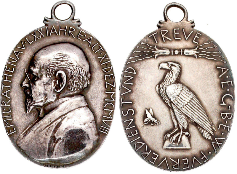 Bayern-München, Stadt
Tragbare, ovale Silbermedaille 1908 von Hahn. Zum 70. Geb...