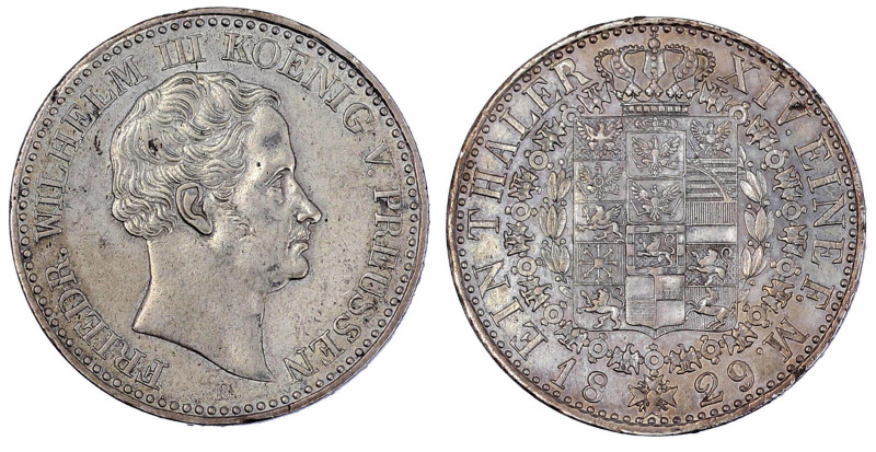 Brandenburg-Preußen
Friedrich Wilhelm III., 1797-1840
Taler 1829 D, Düsseldorf...