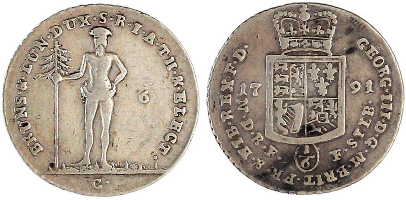 Braunschweig-Calenberg-Hannover
Georg III., 1760-1820
1/6 Taler Reichsfuß Fein...