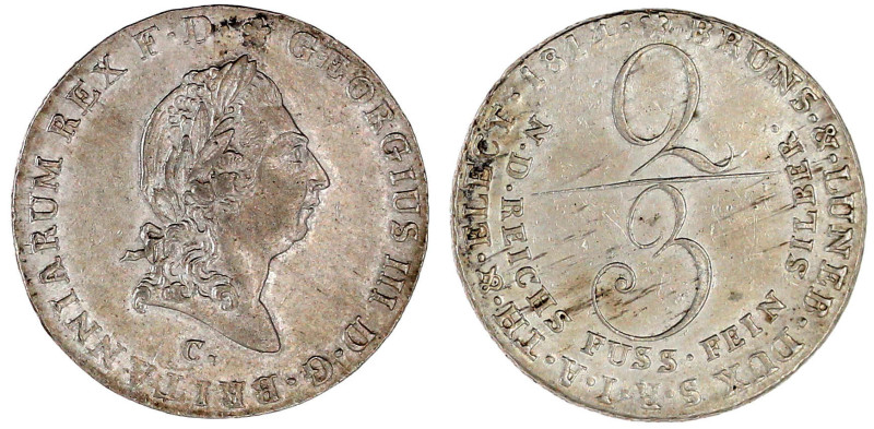 Braunschweig-Calenberg-Hannover
Georg III., 1760-1820
2/3 Taler 1814 C, Claust...