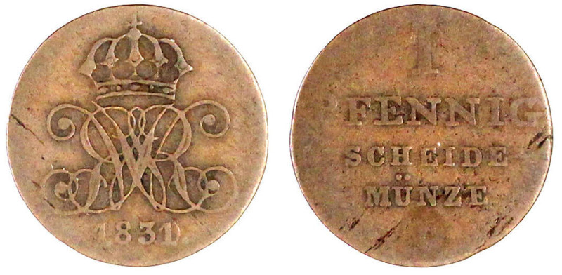 Braunschweig-Calenberg-Hannover
Wilhelm IV., 1830-1837
Pfennig 1831 C geändert...