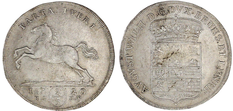 Braunschweig-Wolfenbüttel
August Wilhelm, 1714-1731
2/3 Taler 1720 HCH, Brauns...