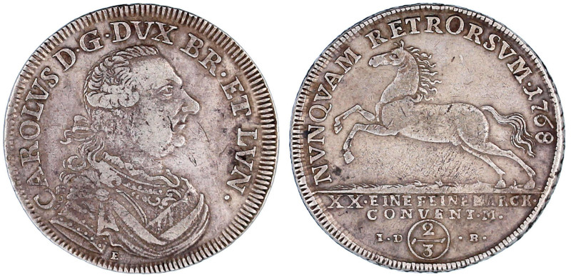 Braunschweig-Wolfenbüttel
Karl I., 1735-1780
2/3 Taler 1768 IDB, Braunschweig....