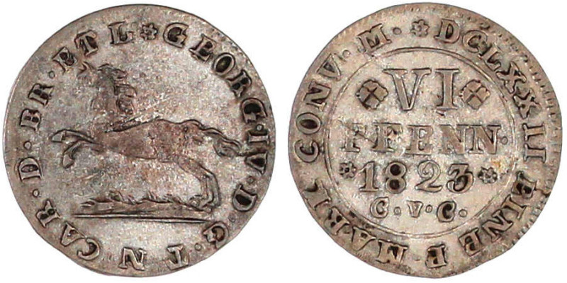 Braunschweig-Wolfenbüttel
Karl, 1815-1830
6 Pfennige 1823 CVC, Braunschweig. S...