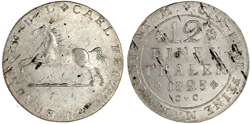 Braunschweig-Wolfenbüttel
Karl, 1815-1830
1/12 Taler 1825 CvC, Braunschweig. S...