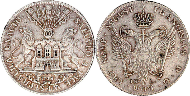 Hamburg-Stadt
Reichstaler 1748 IHL, Mit Titel Franz I. Münzmeister Johann Heinr...