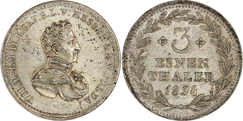 Hessen-Kassel
Wilhelm II., 1821-1847
1/3 Taler 1824. vorzüglich/Stempelglanz, ...