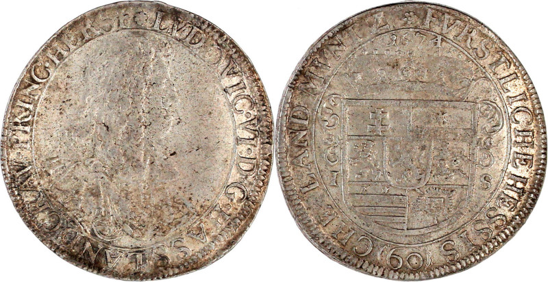 Hessen-Darmstadt
Ludwig VI., 1661-1678
Sortengulden 1674 IS, Darmstadt. Mit LA...