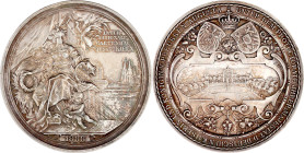 Köln-Stadt
Silbermedaille 1888, von Lauer. Internat. Gartenbauausst. 50 mm; 50,71 g. vorzüglich, selten. Weiler 2811.