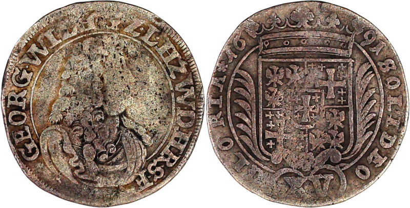 Leiningen/-Westerburg
Georg Wilhelm, 1637-1695
XV Kreuzer 1691, Westerburg. We...