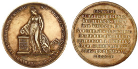 Nassau
Friedrich August und Friedrich Wilhelm, 1808-1816
Verg. Silbermedaille 1812 v. Lindenschmidt. Auf die Aufhebung der Leibeigenschaft. Gekr. Na...