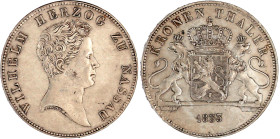 Nassau
Wilhelm, 1816-1839
Kronentaler 1833. vorzüglich. Jaeger 41. Thun 230. AKS 42.