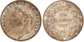 Nassau
Adolph, 1839-1866
Vereinstaler 1864, Regierungsjubiläum. Stempelglanz, Prachtexemplar. Jaeger 63. Thun 238. AKS 77.