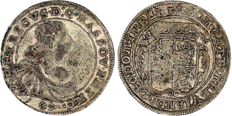 Nassau-Dillenburg
Heinrich, 1662-1701
XV Kreuzer 1686 (bogig) IXA, Herborn. Br...