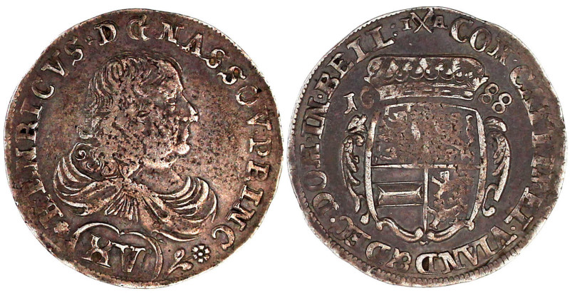 Nassau-Dillenburg
Heinrich, 1662-1701
XV Kreuzer 1688 IXA, Herborn. Brustb. n....