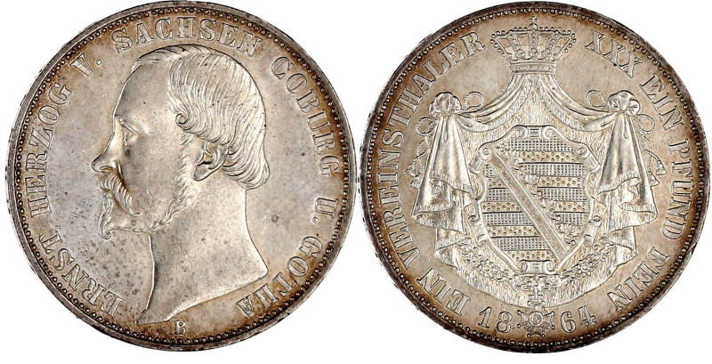 Sachsen-Coburg-Gotha
Ernst II., 1844-1893
Vereinstaler 1864 B. fast Stempelgla...