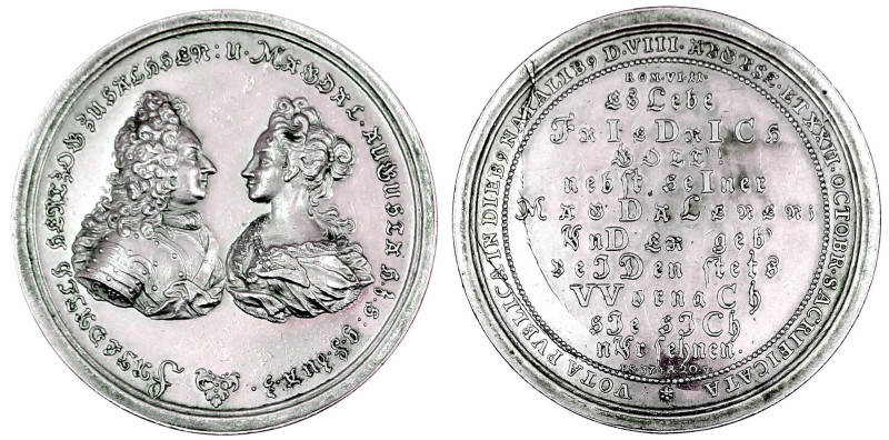 Sachsen-Gotha-Altenburg
Friedrich II., 1691-1732
Silbermedaille im Talergewich...