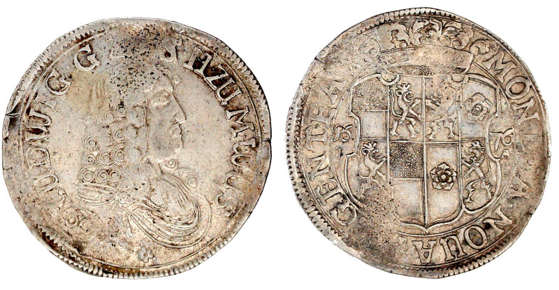 Solms-Hohensolms
Ludwig, 1668-1707
60 Kreuzer (Gulden) 1676, Hohensolms. Portr...