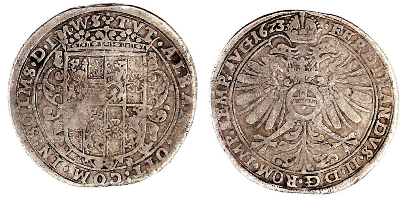 Solms-Laubach
Albert Otto II., 1610-1656
1/2 Reichstaler 1623, Laubach. Mit Ti...