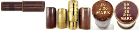 -1
Deutsches Kaiserreich: Münzspender um 1877/1878 für 20 X 20 Mark, 20 X 5 Mark und 15 X 10 Mark Gold. Messing mit Federmechanik und goldgeprägten l...