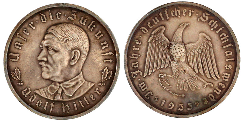 Drittes Reich
Silbermedaille 1933, Bayer. Hauptmünzamt, auf Hitler und die Mach...