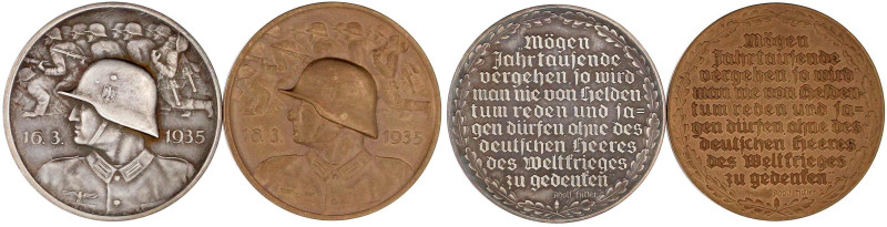 Drittes Reich
2 Stück: Silber- und Bronzemedaille v. F. Beyer 1935. Soldatenbrb...