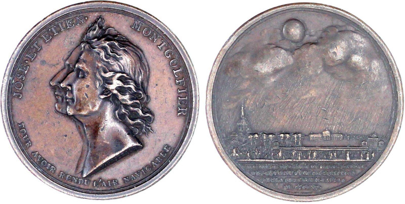 Luftfahrt und Raumfahrt
Bronzemedaille 1783 von Gatteaux, a.d. Gebrüder Montgol...