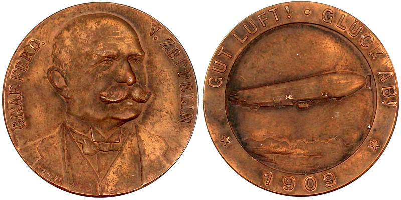 Luftfahrt und Raumfahrt
Bronzemedaille 1909 v. Mayer u. Wilhelm, Stgt., a. Graf...