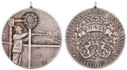 Schützenmedaillen
Alsfeld
Tragbare Silbermedaille 1909. 18. Gauverbandsschiessen Hessen-Nassau. 40 mm; 25,96 g. sehr schön/vorzüglich