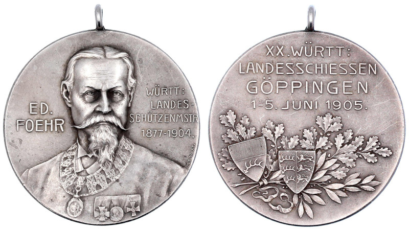 Schützenmedaillen
Göppingen
Silbermedaille 1905 a.d. XX. württ. Landesschießen...