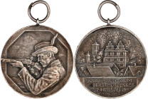 Schützenmedaillen
Hirsau (Württemberg)
Tragbare Silbermedaille 1927, unsig. Auf das 50 jähr. Bestehen der Schützenges. 14,38 g., 34,5 mm. vorzüglich...