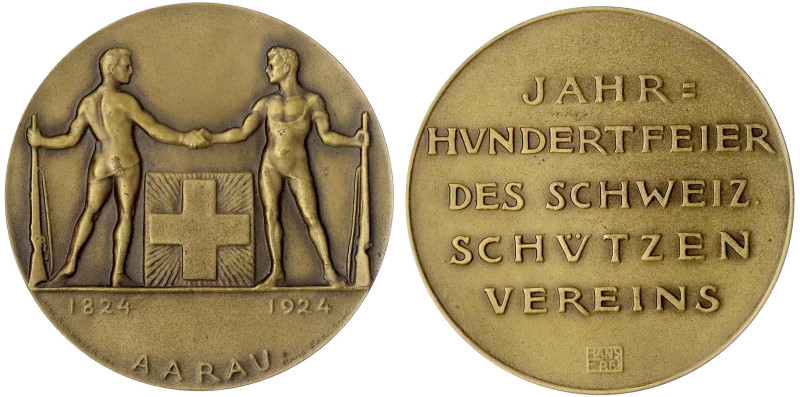 Schützenmedaillen
Schweiz
Aargau, Kanton
Bronzemedaille 1924 von Hans Frei. S...