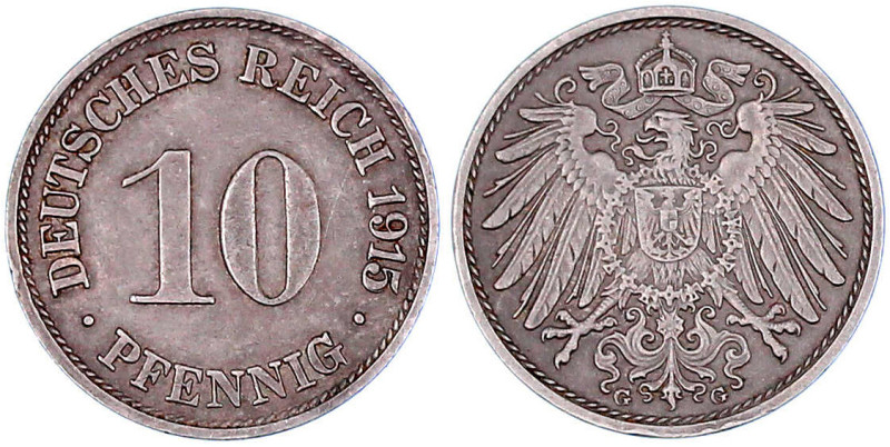 10 Pfennig großer Adler, Kupfer/Nickel 1890-1916
1915 G. sehr schön/vorzüglich,...