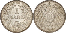 1 Mark großer Adler, Silber 1891-1916
1894 G. fast Stempelglanz, selten in dieser Erhaltung. Jaeger 17.