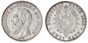 Baden
Friedrich I., 1856-1907
2 Mark 1888 G. gutes vorzüglich. Jaeger 26.