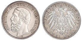 Baden
Friedrich I., 1856-1907
2 Mark 1896 G. gutes vorzüglich. Jaeger 28.