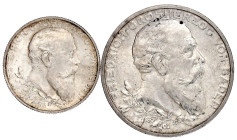 Baden
Friedrich I., 1856-1907
2 Stück: 2 und 5 Mark 1902. 50 jähriges Regierungsjubiläum. Stempelglanz und vorzüglich, kl. Flecke. Jaeger 30, 31....