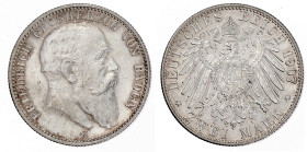 Baden
Friedrich I., 1856-1907
2 Mark 1907 G. vorzüglich/Stempelglanz. Jaeger 32.