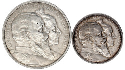 Baden
Friedrich I., 1856-1907
2 Stück: 2 und 5 Mark 1906. Zur goldenen Hochzeit. beide vorzüglich. Jaeger 34, 35.