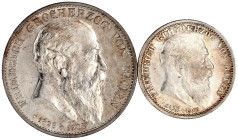 Baden
Friedrich I., 1856-1907
2 Stück: 2 und 5 Mark 1907. Auf seinen Tod. prägefrisch/Erstabschlag und sehr schön/vorzüglich. Jaeger 36, 37.